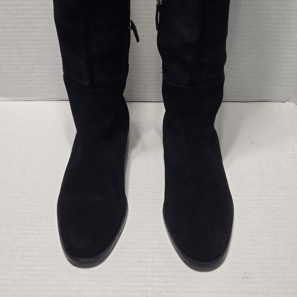 J Crew Over The Knee Riding Boots 7.5 Black Suede Leather Cuff Tall K2741 Witchy - Picture 6 of 11
